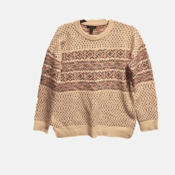 J. Crew Sweaters - J. Crew cream Fair Isle Crew neck side slits wool oversized sweater sz S